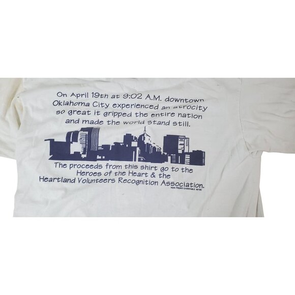 Vintage 1995 Oklahoma City Memorial T-Shirt Large By Fruit Of The Loom Cotton Si - Picture 3 of 9